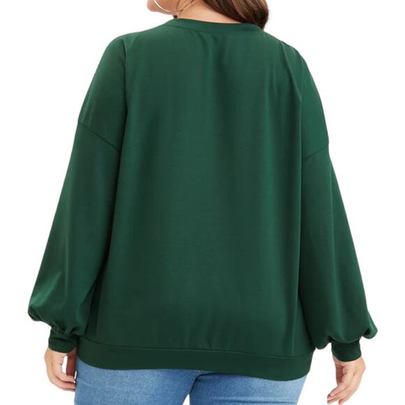 Bloomchic Green V Neck Drop Shoulder Shirt Size 12 NEW - Picture 2 of 6